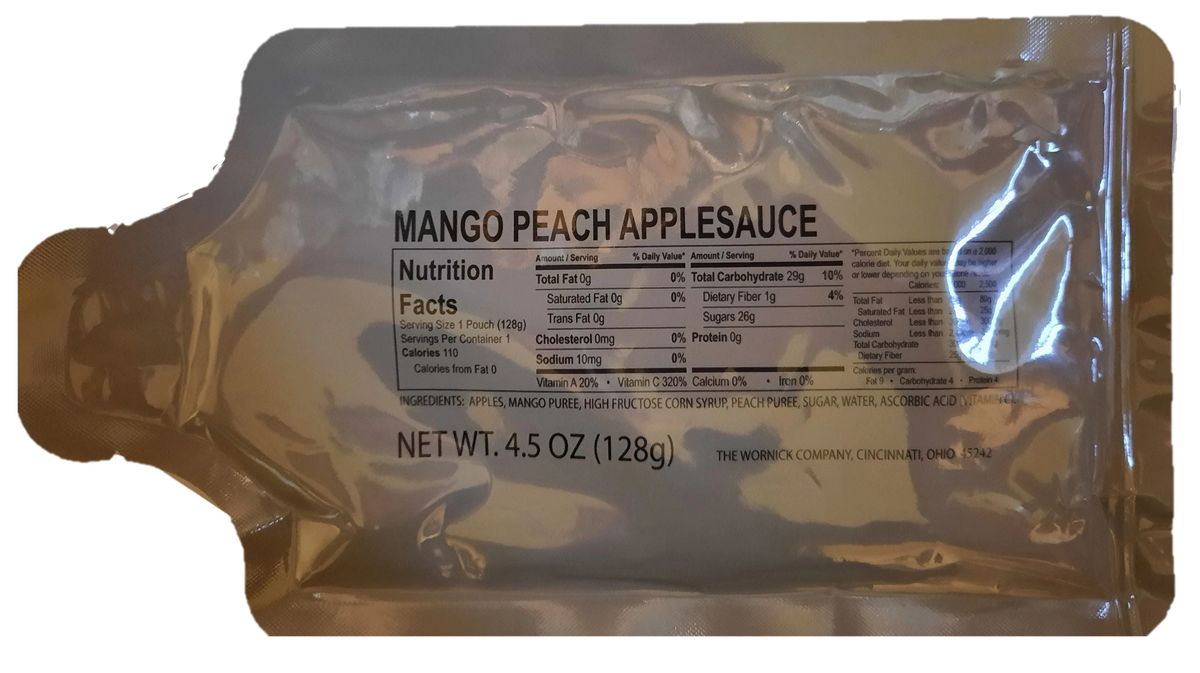 MRE 4.5 Oz Wet Pack Mango Peach Applesauce & Raspberry Applesauce